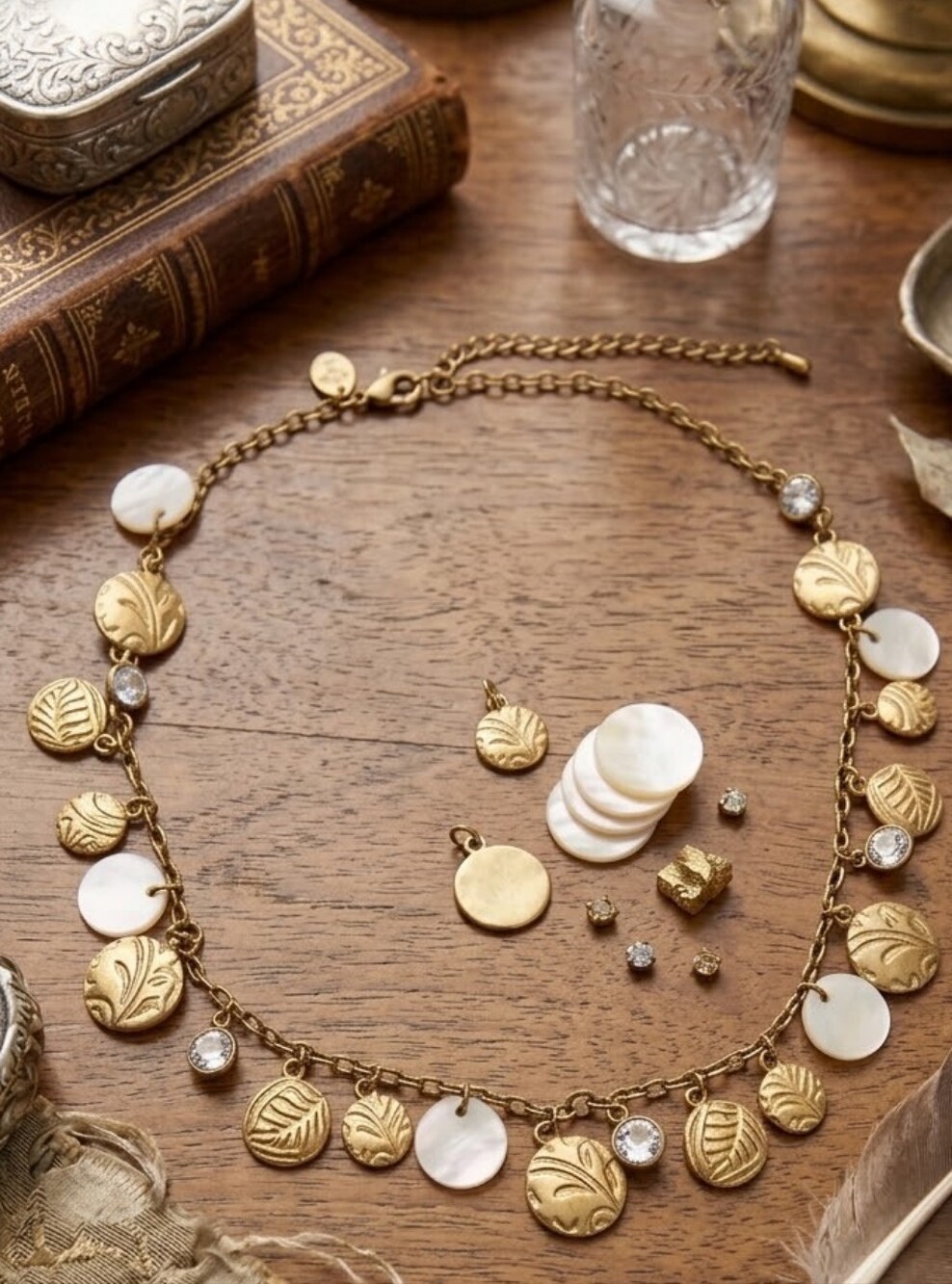 Lia Sophia Retired Gold And White Necklace